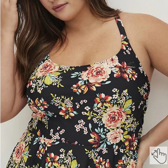 Torrid NWT Short Length Side Tie Swim Dress - Floral Size 0X Adjustable Strap - Picture 3 of 8